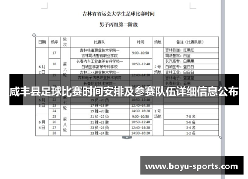 咸丰县足球比赛时间安排及参赛队伍详细信息公布
